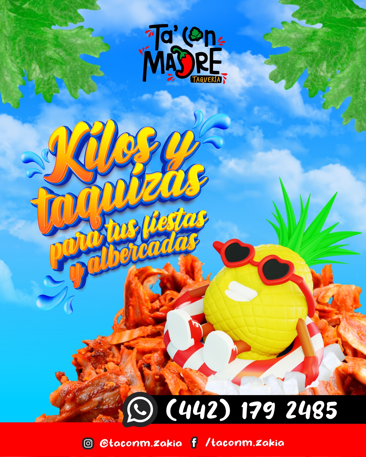 Taquizas para fiestas y albercadas, diseño de verano